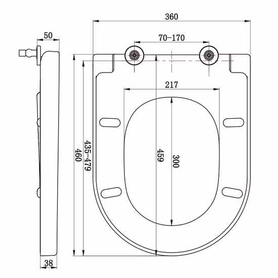 Copriwater standard europeo in PP di facile installazione, allungato, sedile WC per bambini (Ap108)